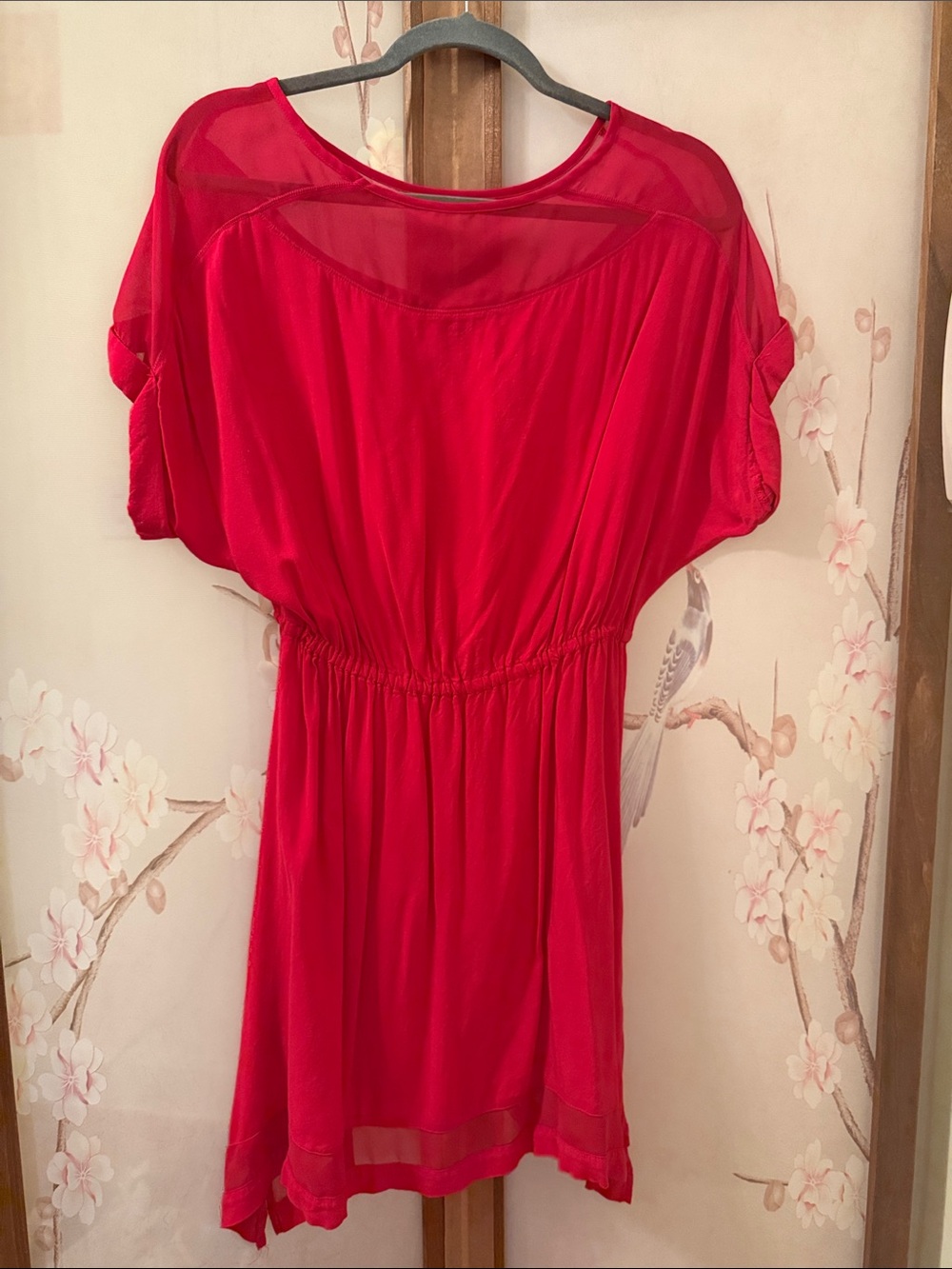 Red Short Sleeve Blouse Dress - Express Brand